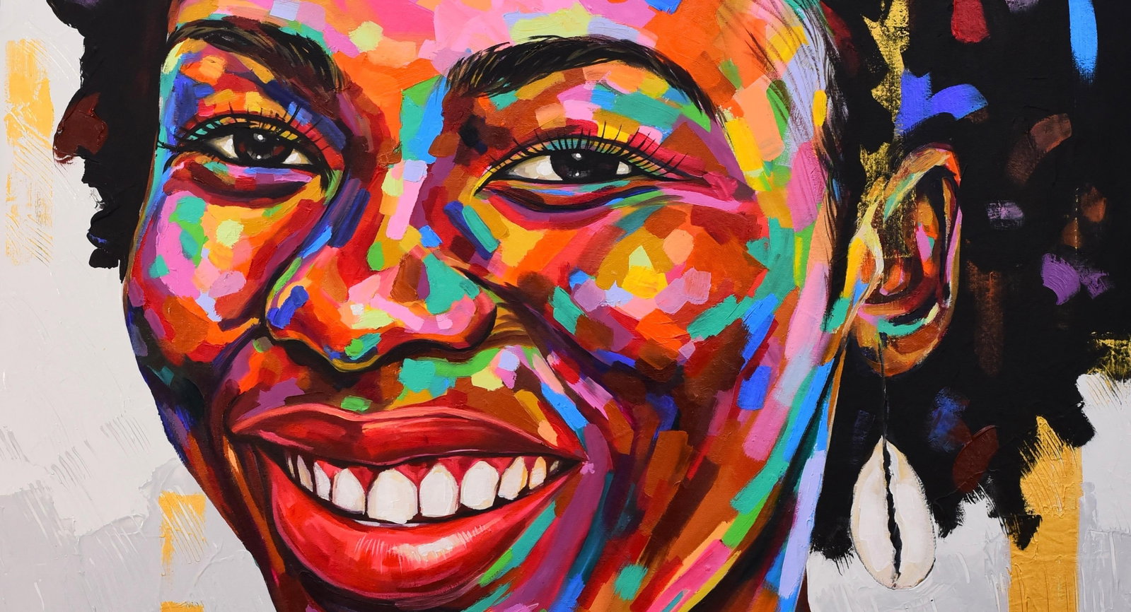 Damola Ayegbayo , Soulmate 5 -21st Century, Contemporary, Figurative Portrait, Woman Smiling, Love, - 4