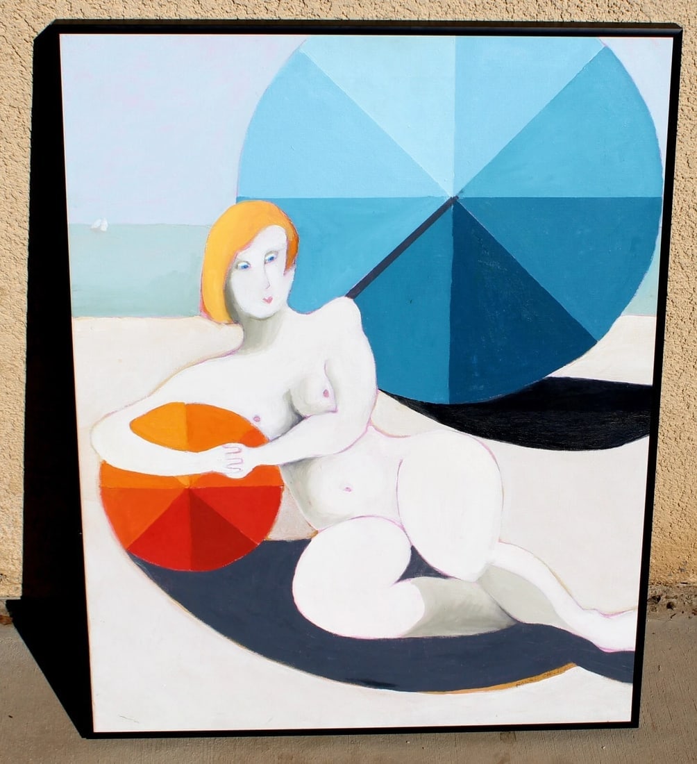 RON CHILDERS California Modern Portrait of a Figure on the Beach oil painting 2014 - 2