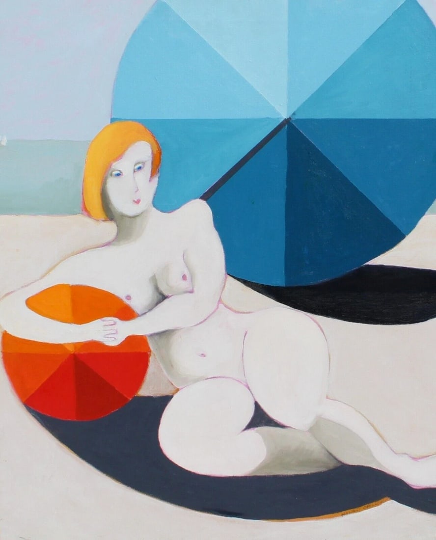 RON CHILDERS California Modern Portrait of a Figure on the Beach oil painting 2014 - 4