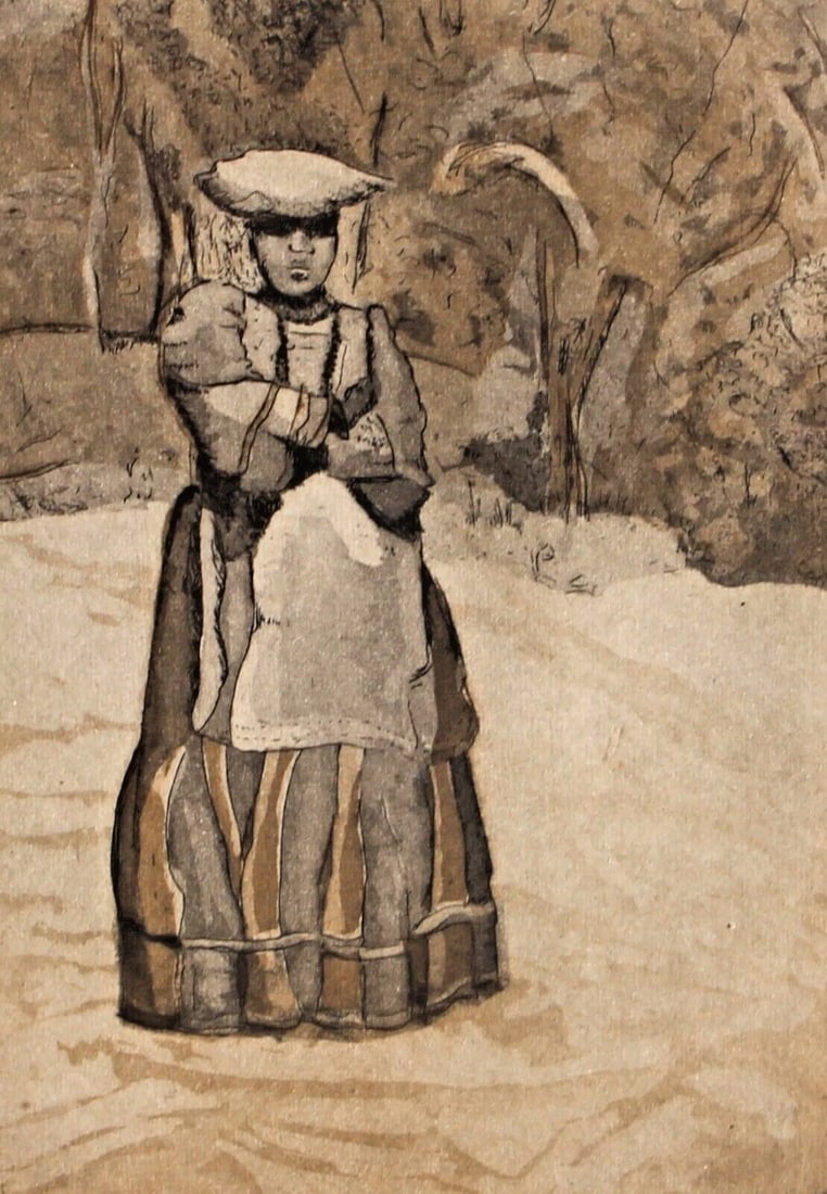 MYSTERY LATIN AMERICAN ARTIST S/N Etching Herrera Woman - 3