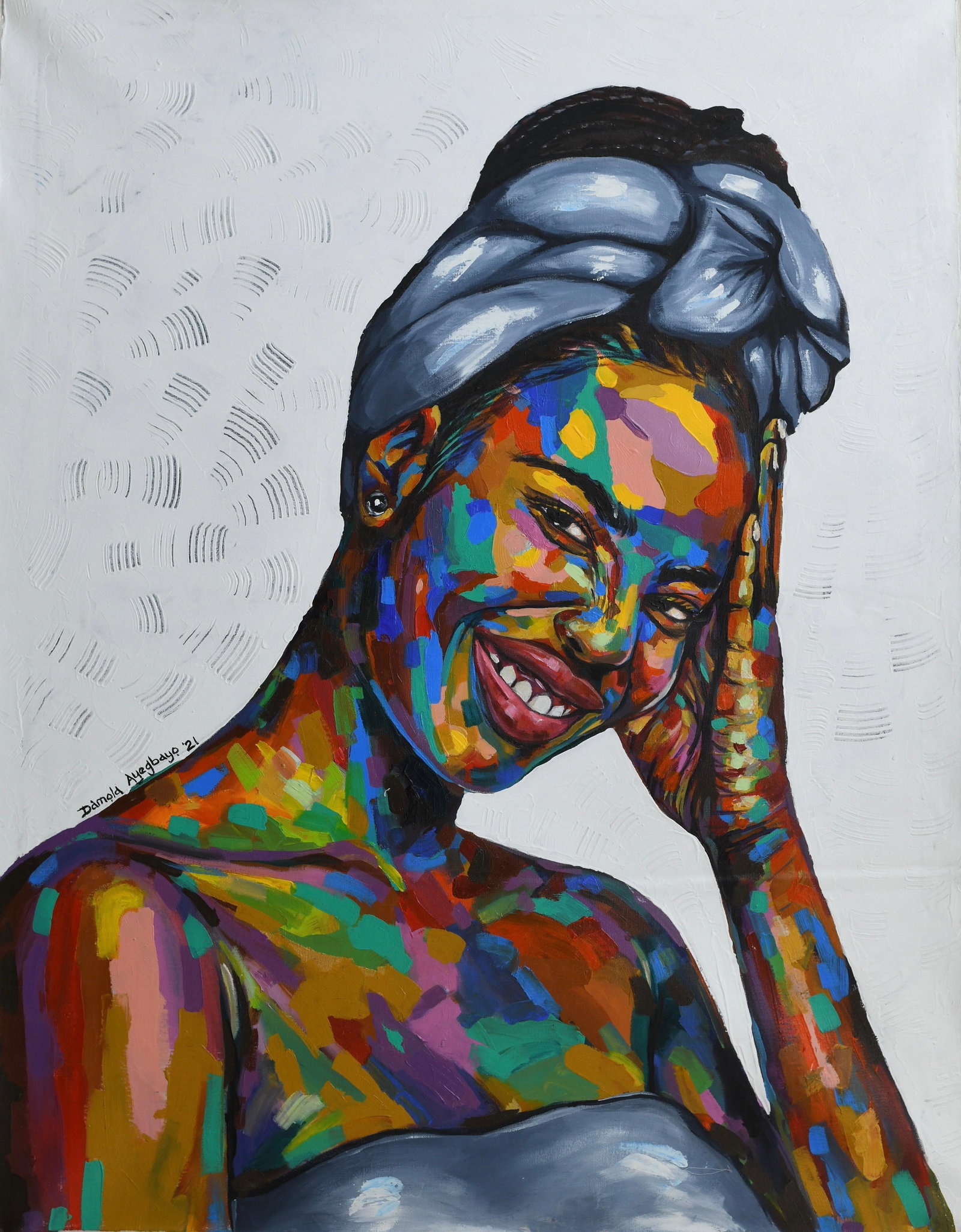 Damola Ayegbayo , Purpose of Existence 5, 2021: Creator: Damola Ayegbayo (1987, Nigerian) Creation Year: 2021 Dimensions: Height: 48 in (121.92 cm)Width: 36 in (91.44 cm)Depth: 2 in (5.08 cm) Medium: Canvas,Acrylic Movement & Style: Contemporary
