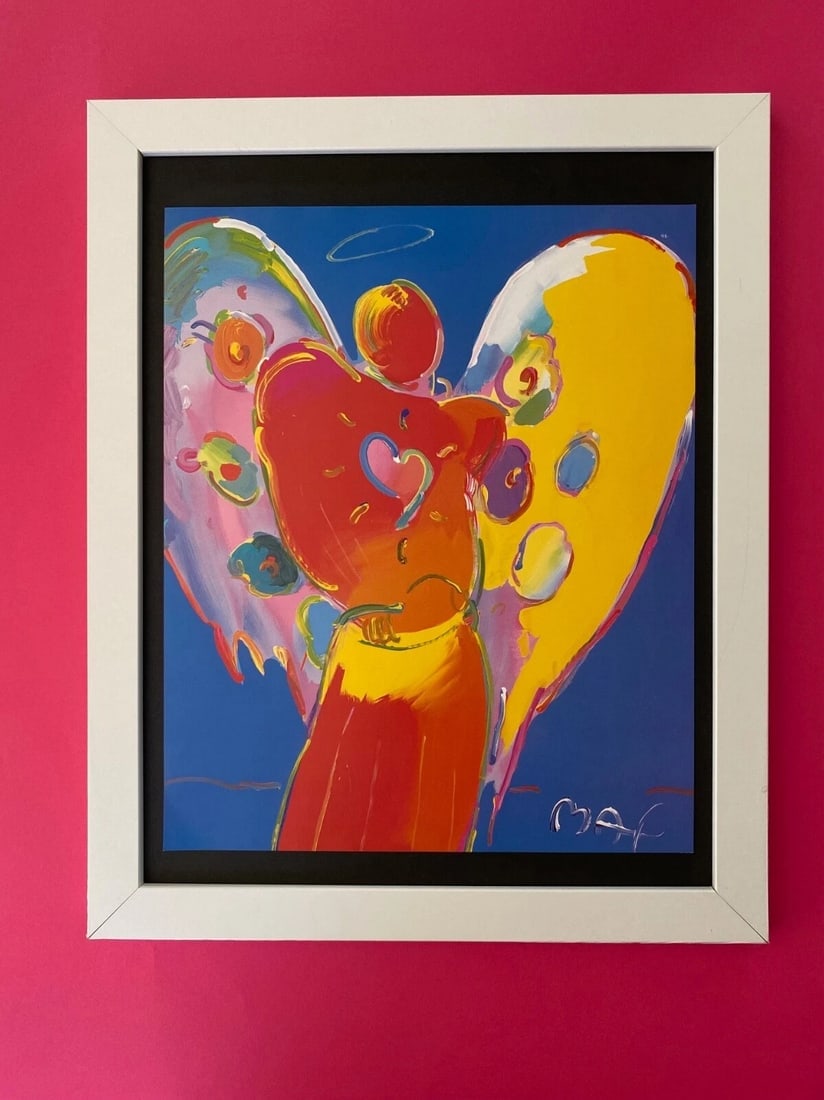 PETER MAX | AWESOME | 1990'S SIGNED PRINT | POP ART | NEW 14X11 IN. FRAME: We have for Sale this Print After PETER MAX AWESOME PRINT ON GLOSSY PAPER SIGNED ON THE PLATE FULL OF COLOR PRINT SIZE OF THE PRINT IS ABOUT : 11 X 8 in FRAME COVERS AN AREA OVER 16 X 13 in MOUNTED AN