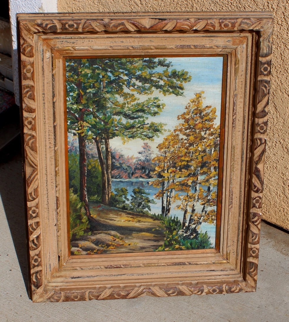 BETTY RAWLINS California Landscape with Trees and River oil painting 1971 - 3