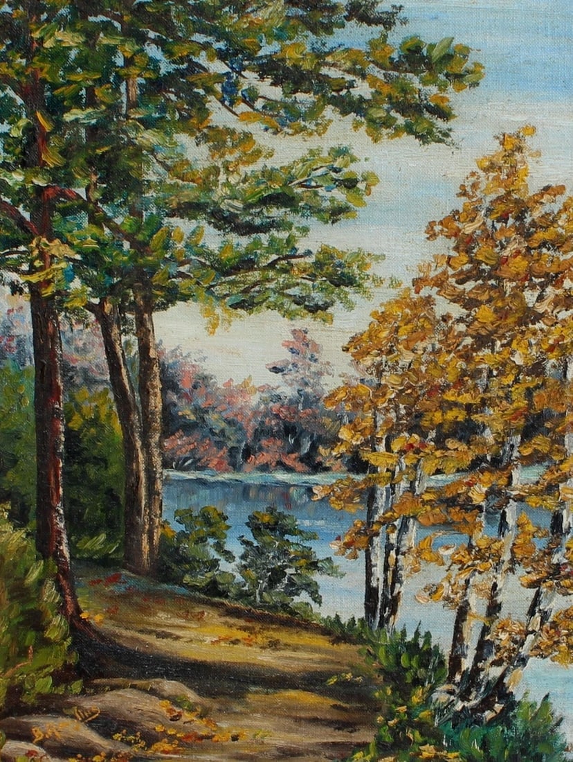 BETTY RAWLINS California Landscape with Trees and River oil painting 1971 - 4