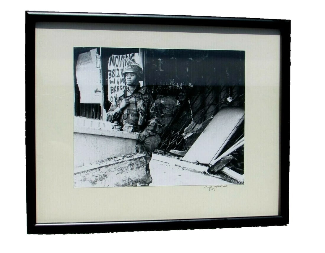 DAVID McINTYRE Signed Photograph of a Soldier by War Torn Building 1992 - 2