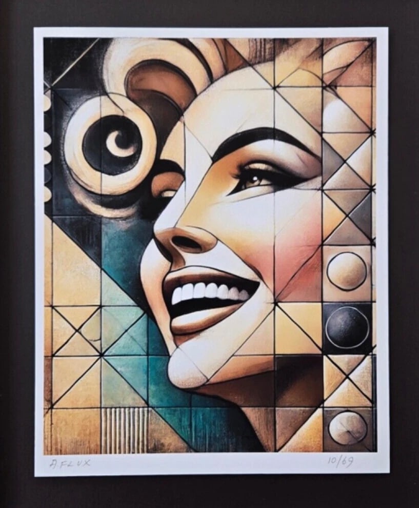 AIDAN FLUX | Hand Signed Original Print Framed MY CUBIST MARILYN MONROE COA - 3