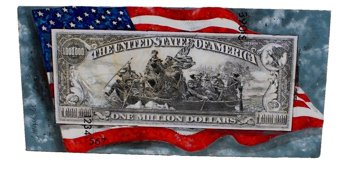 SID MAURER Million Dollar Bill Signed Mixed Media Digital Print board from UCLA - 2