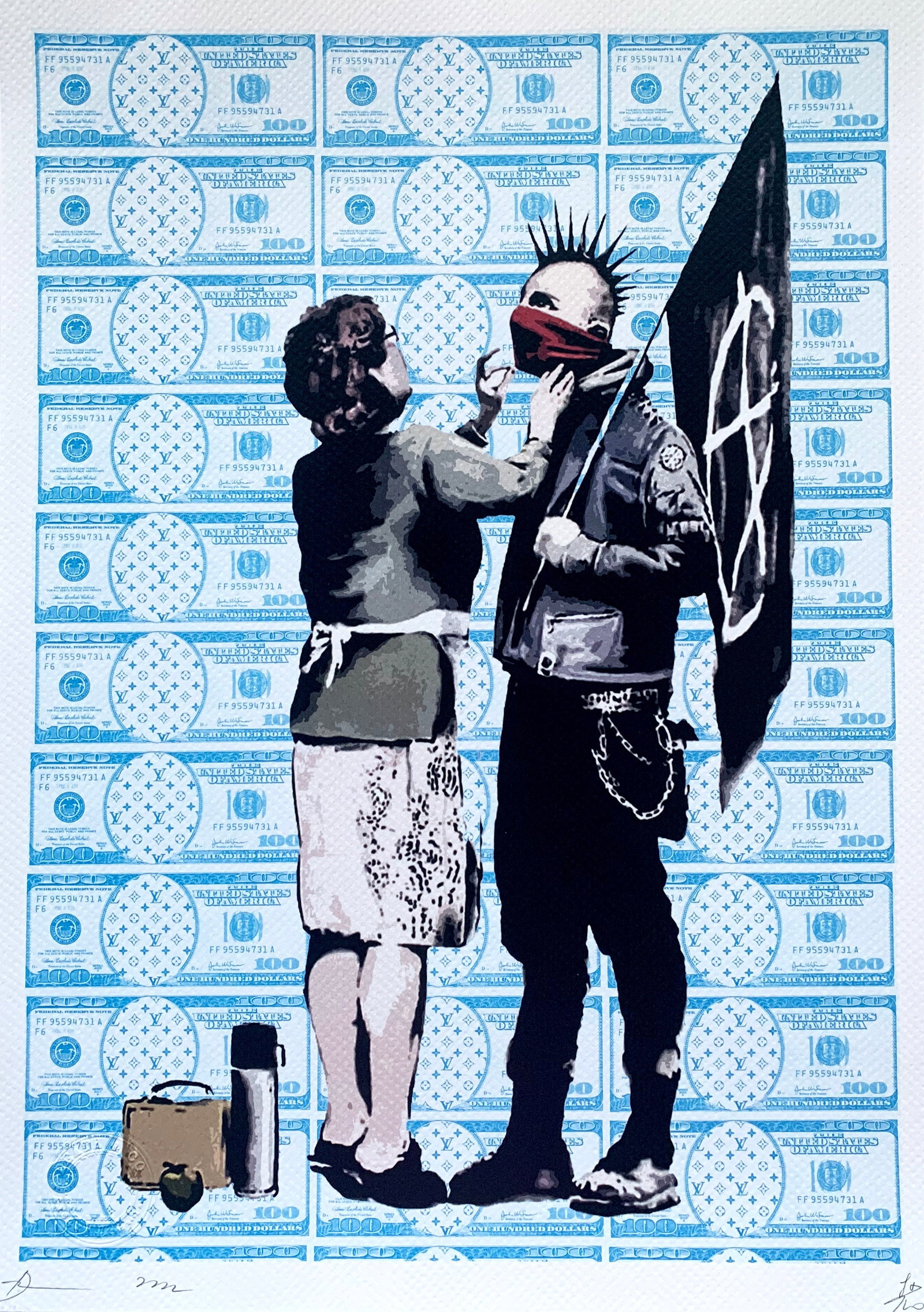 Death NYC Banksy Punk: Title:Death NYC Banksy Punk Date/Period:21st Century Materials:Giclee on Fine art 300 gsm paper Size:17 3/4 x 12 1/2 inches Description:Artist: Death NYC, limited edition giclee on paper, out of
