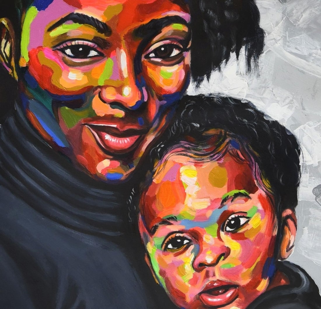 Damola Ayegbayo , Maternal Bond 2 - 21st Century, Contemporary, Figurative Portrait, Motherhood, - 6