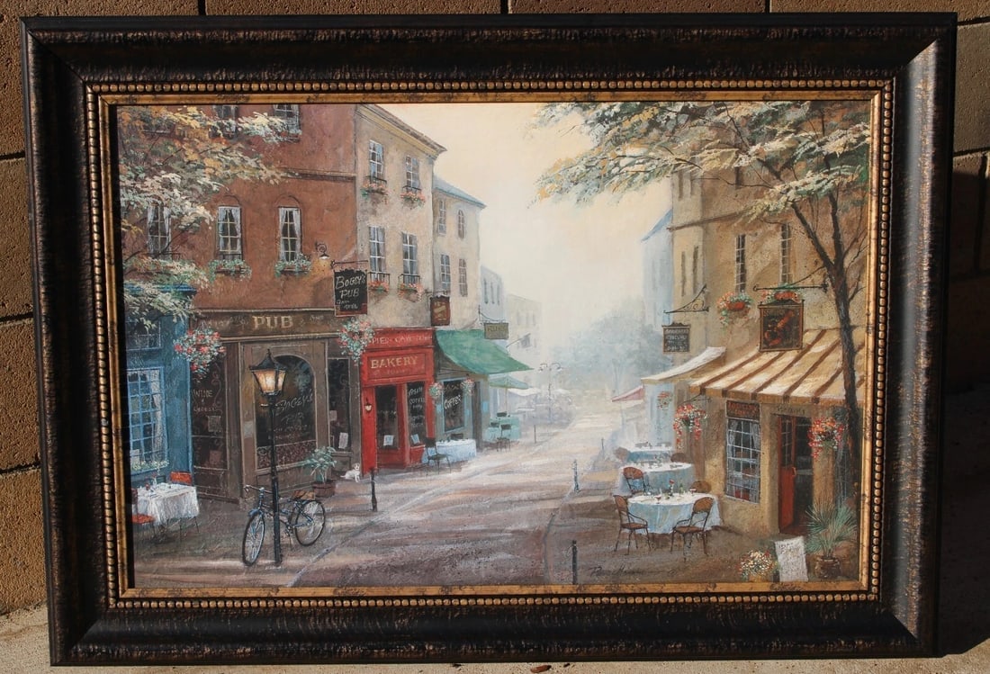 RUANE MANNING Bogey's Pub 24" x 36" Framed Print: Title:RUANE MANNING Bogey's Pub 24" x 36" Framed Print Description:RUANE MANNING (b. 1939). Bogey's Pub, 24" x 36" print (framed size: 31" x 43") signed in the plate: Ruane Manning. Viewed through