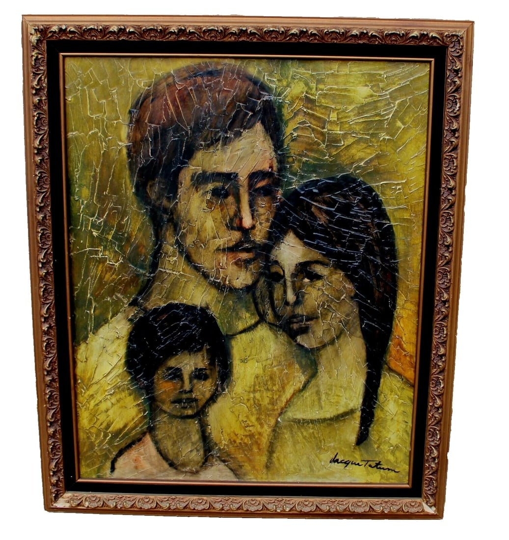 JACQUE TATUM Mid Century Modernist Expressionist Figures Thick Impasto painting - 2