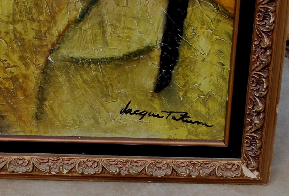 JACQUE TATUM Mid Century Modernist Expressionist Figures Thick Impasto painting - 5