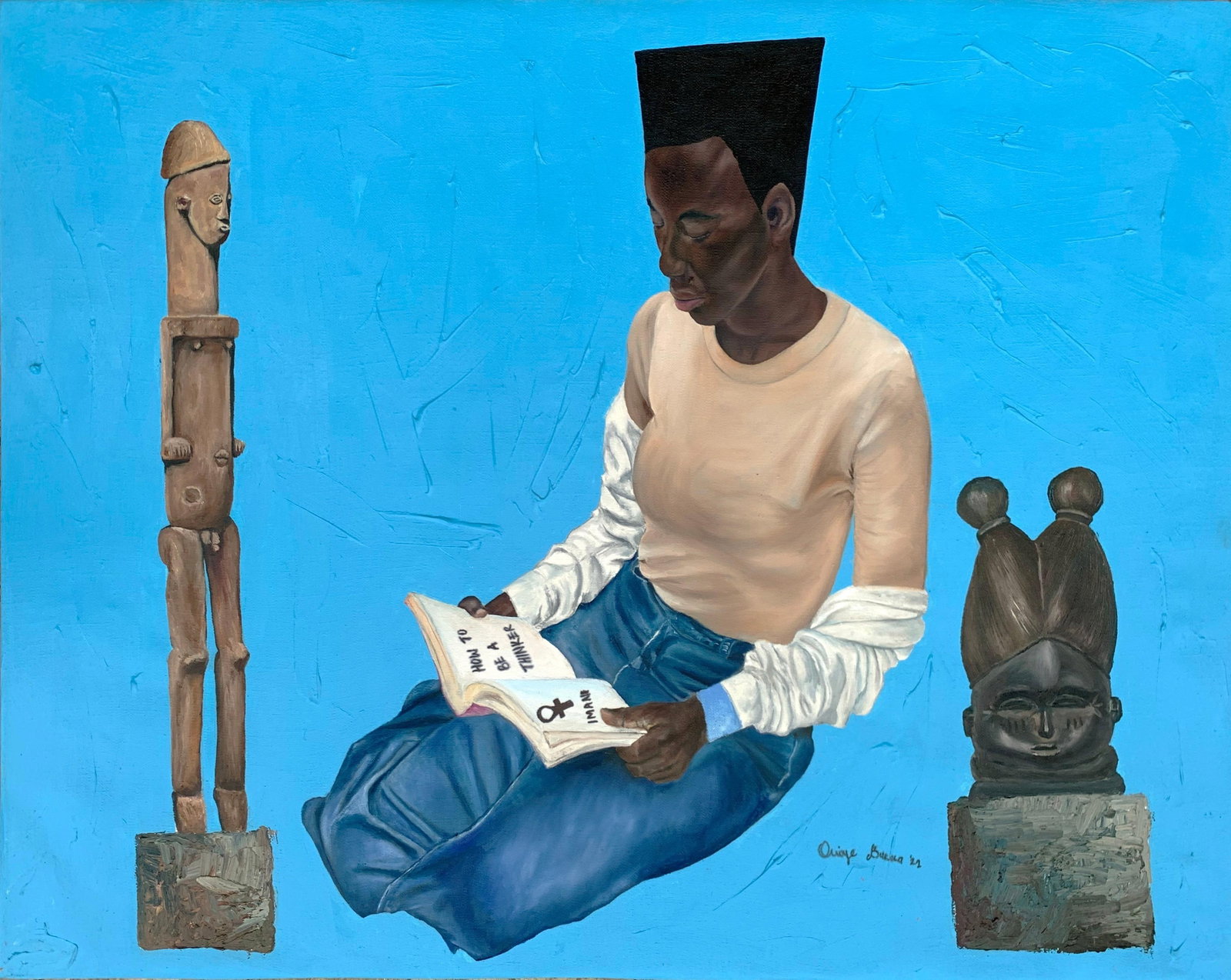Bukola Orioye, Learn, Unlearn and Relearn Africa, 2022: Creator: Bukola Orioye (Nigerian) Creation Year: 2022 Dimensions: Height: 48 in (121.92 cm)Width: 36 in (91.44 cm)Depth: 1 in (2.54 cm) Medium: Canvas,Oil,Acrylic Movement & Style: Contemporary