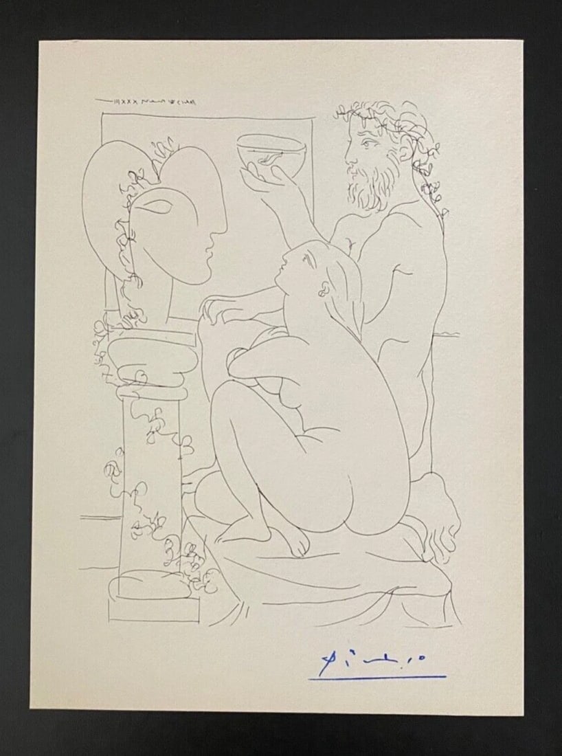 PABLO PICASSO 1955 ARTISTIC FIGURE SIGNED PRINT FRAMED ART - 2