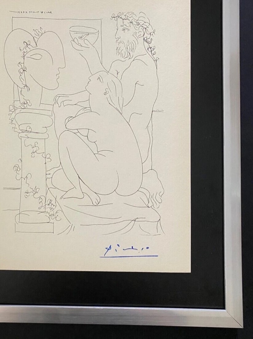 PABLO PICASSO 1955 ARTISTIC FIGURE SIGNED PRINT FRAMED ART - 3