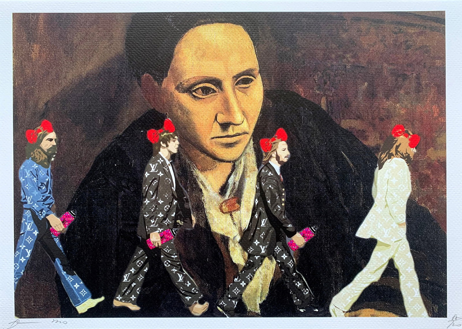 DEATH NYC Gertrude Stein Beatles: Title: DEATH NYC Gertrude Stein Beatles Date/Period: 21st Century Materials:Giclee on Fine art 300 gsm paper Size:17 3/4 x 12 1/2 inches Description:Artist: Death NYC, limited edition giclee on paper,