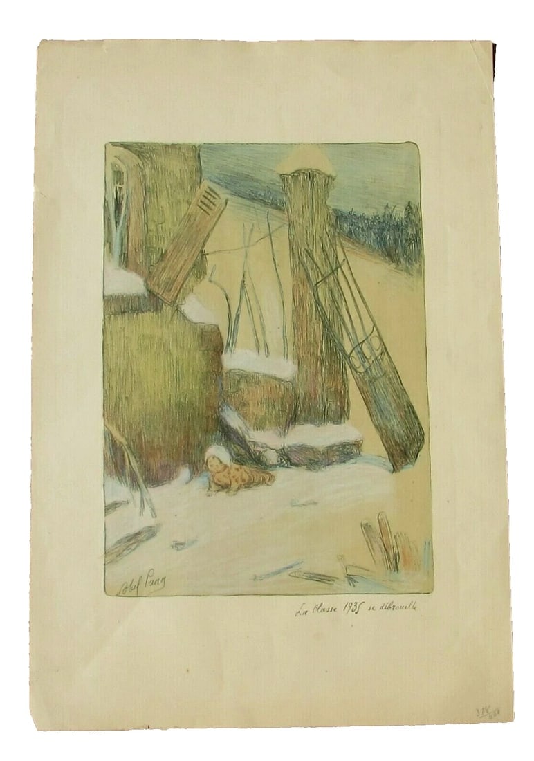 Abel Pann Color Lithograph La Classe 1935 se debrouille Edition Size 398/500 - 2