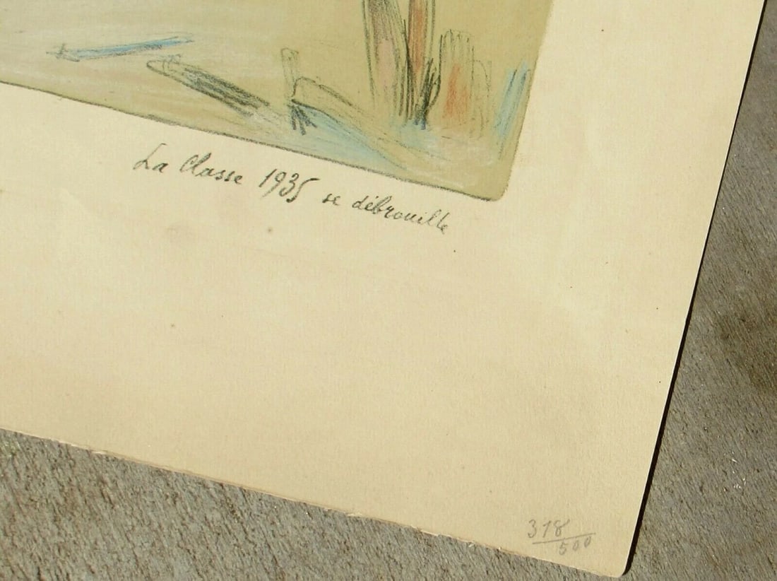 Abel Pann Color Lithograph La Classe 1935 se debrouille Edition Size 398/500 - 5