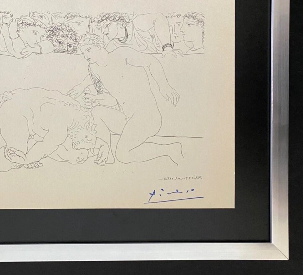 PABLO PICASSO 1955 ARTISTIC FIGURE SIGNED PRINT FRAMED ART - 3