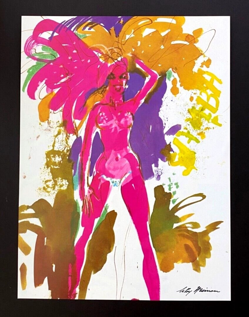LEROY NEIMAN + SIGNED PRINT CARNAVAL IN RIO + 1981 FRAMED ART - 2