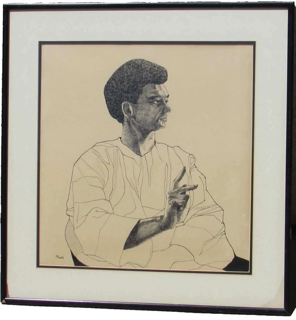 JERRY PFAFFL Artist and Poet Ink Drawing of a Holy Man - 2