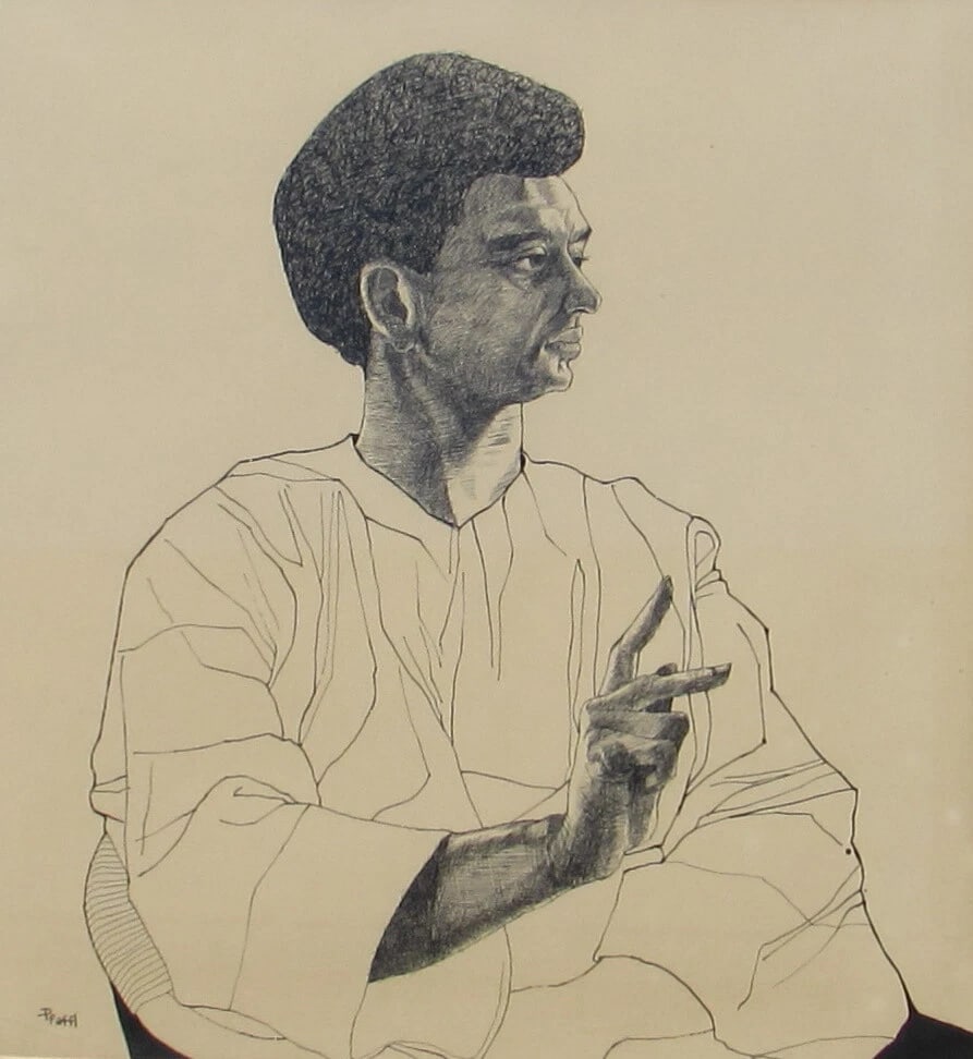 JERRY PFAFFL Artist and Poet Ink Drawing of a Holy Man - 3