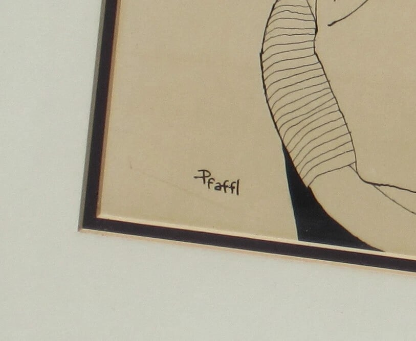 JERRY PFAFFL Artist and Poet Ink Drawing of a Holy Man - 4