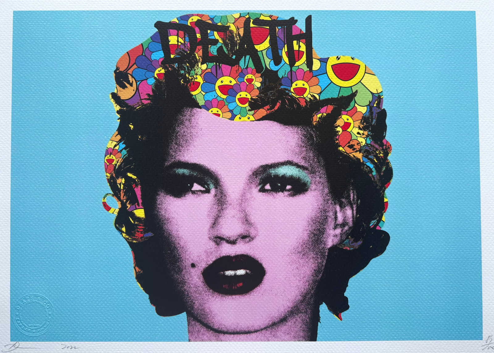Death NYC Kate Moss Murakami: Title: Death NYC Kate Moss Murakami Date/Period: 21st Century Materials:Giclee on Fine art 300 gsm paper Size:17 3/4 x 12 1/2 inches Description:Artist: Death NYC, limited edition giclee on paper, out