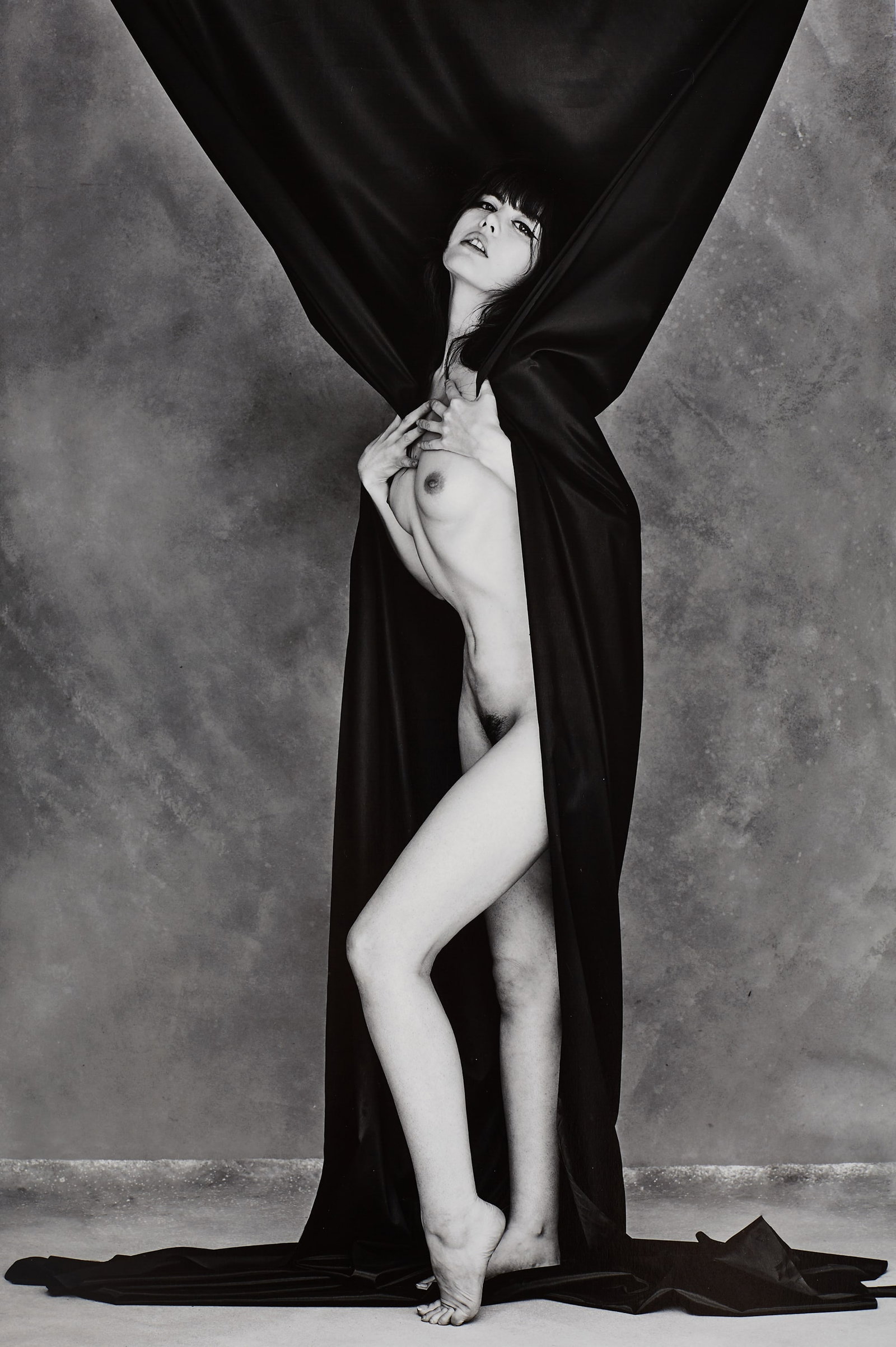 Rayven and Cape: Artist: Spiros Politis Title:Rayven and Cape Date/Period: 2026 Materials:photography Size:19" x13" Description:Figure study with fabric.Photographed in 2026 in London.Printed on the wonderful Canson B