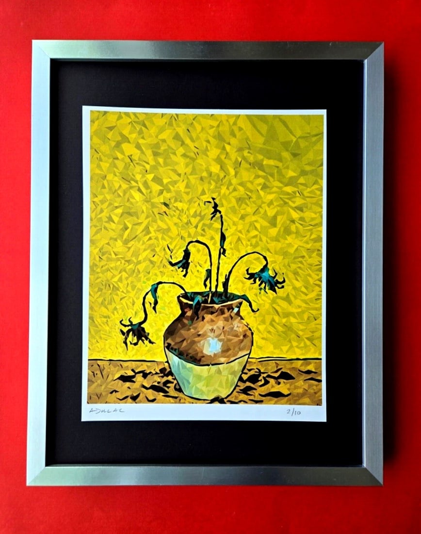 ALEXANDER DULAC | DEAD SUNFLOWERS Hand Signed Authentic Print Ed of 10 | COA: My art is a celebration of the grandeur and splendor of the 21st century. Through my portraits, I seek to immortalize those who not only define but also inspire aspiration and luxury in our contempora