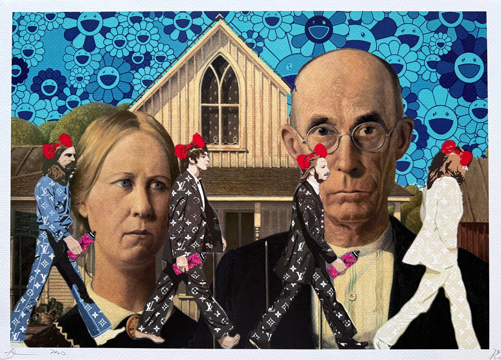 Death NYC Beatles American Gothic: Title: Death NYC Beatles American Gothic Date/Period: 21st Century Materials:Giclee on Fine art 300 gsm paper Size:17 3/4 x 12 1/2 inches Description:Artist: Death NYC, limited edition giclee on paper