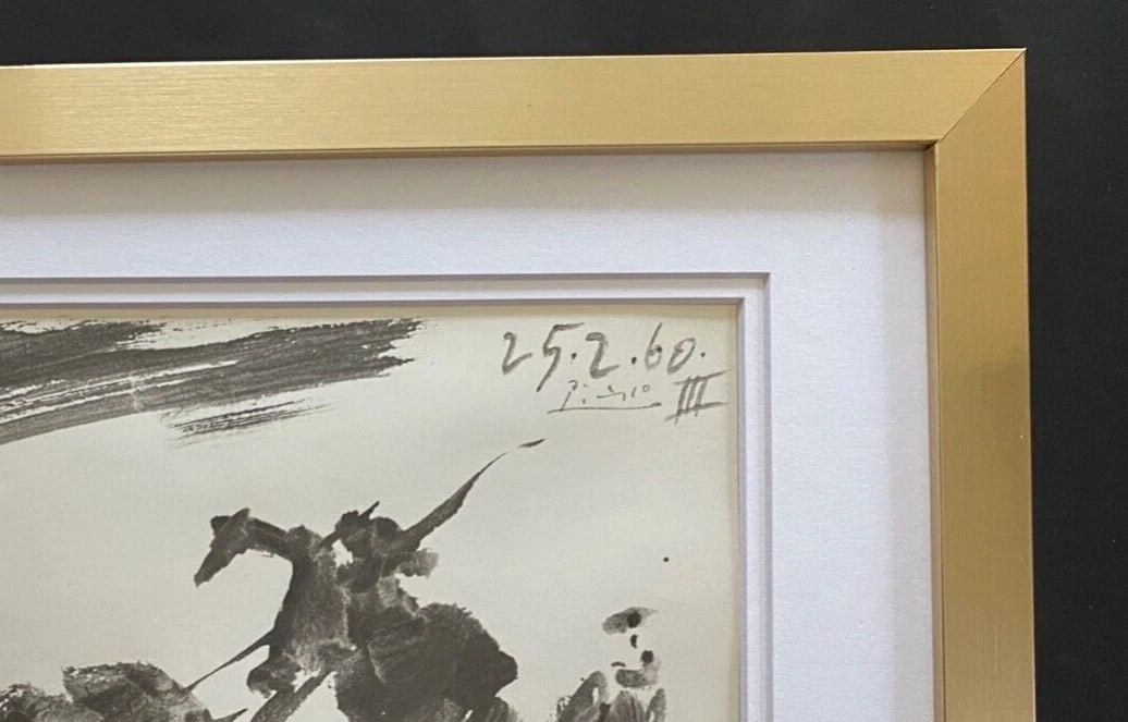 PABLO PICASSO 1961 SIGNED TOREROS PRINT FRAMED ART - 2