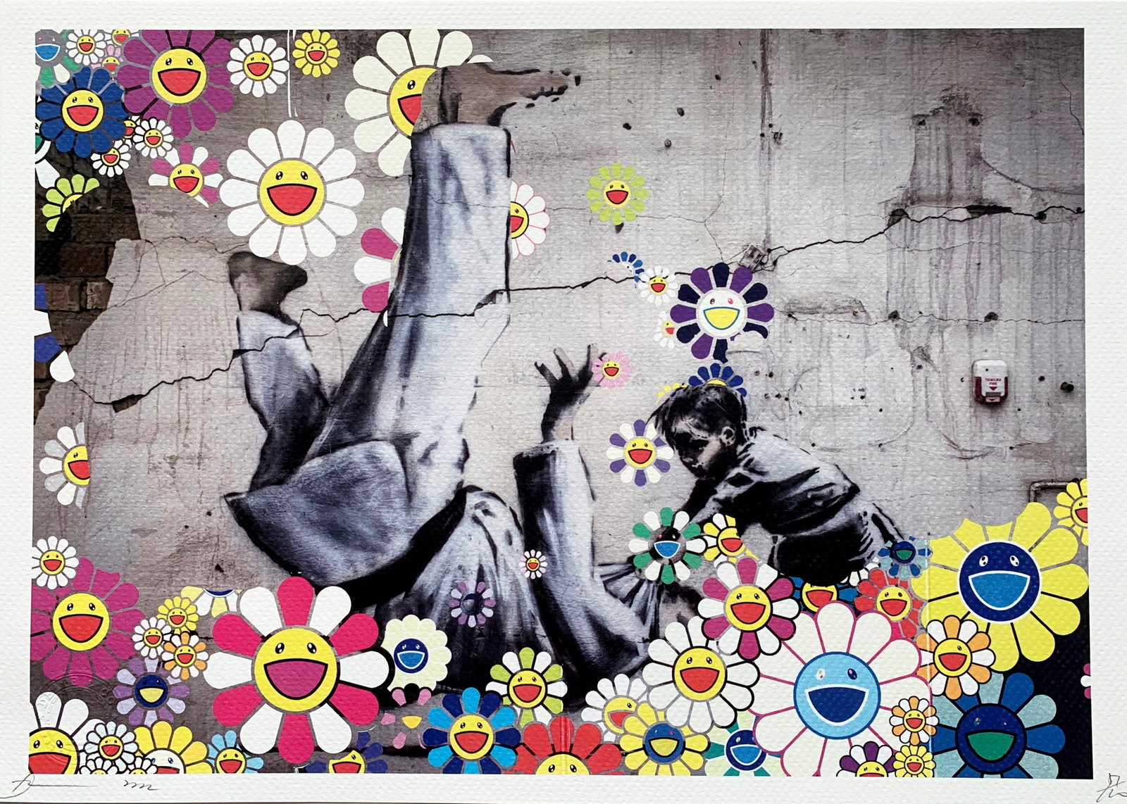 Death NYC Banksy Murakami: Title: Death NYC Banksy Murakami Date/Period: 21st Century Materials:Giclee on Fine art 300 gsm paper Size:17 3/4 x 12 1/2 inches Description:Artist: Death NYC, limited edition giclee on paper, out of
