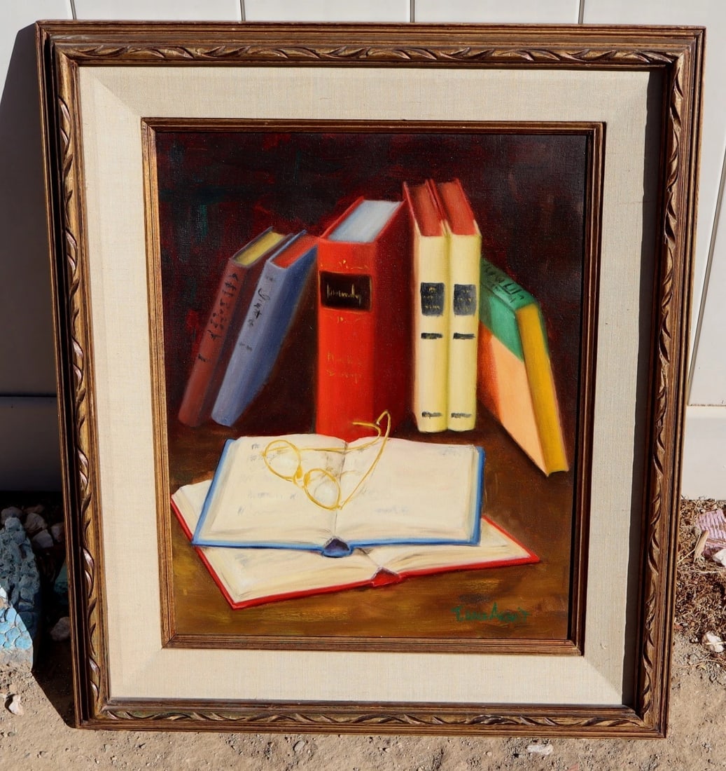 T. Dale Arndt California Artist Still Life with Books & Eyeglasses oil painting - 2