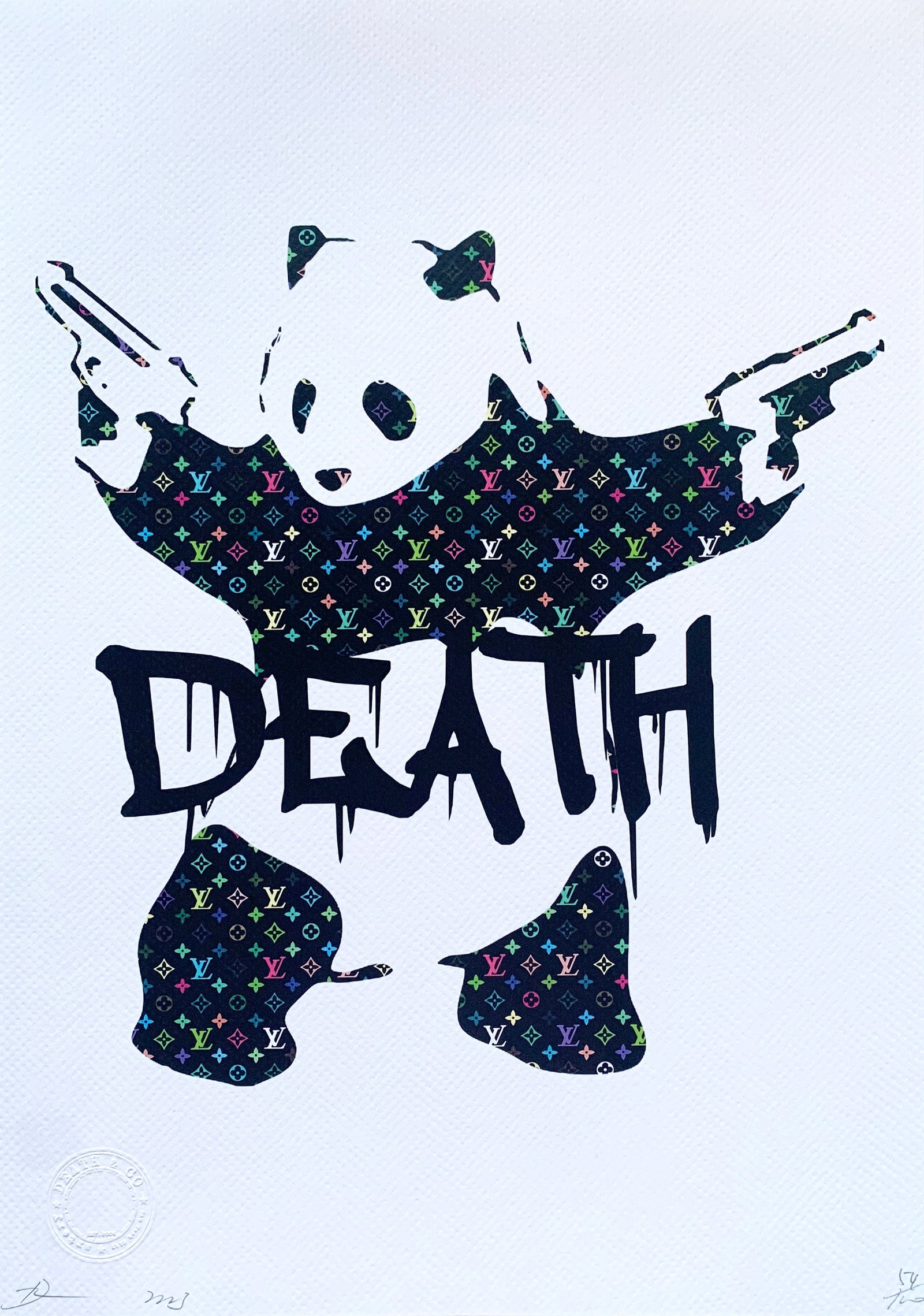 Death NYC Louis Vuitton Panda: Title: Death NYC Louis Vuitton Panda Date/Period: 21st Century Materials:Giclee on Fine art 300 gsm paper Size:17 3/4 x 12 1/2 inches Description:Artist: Death NYC, limited edition giclee on paper, ou