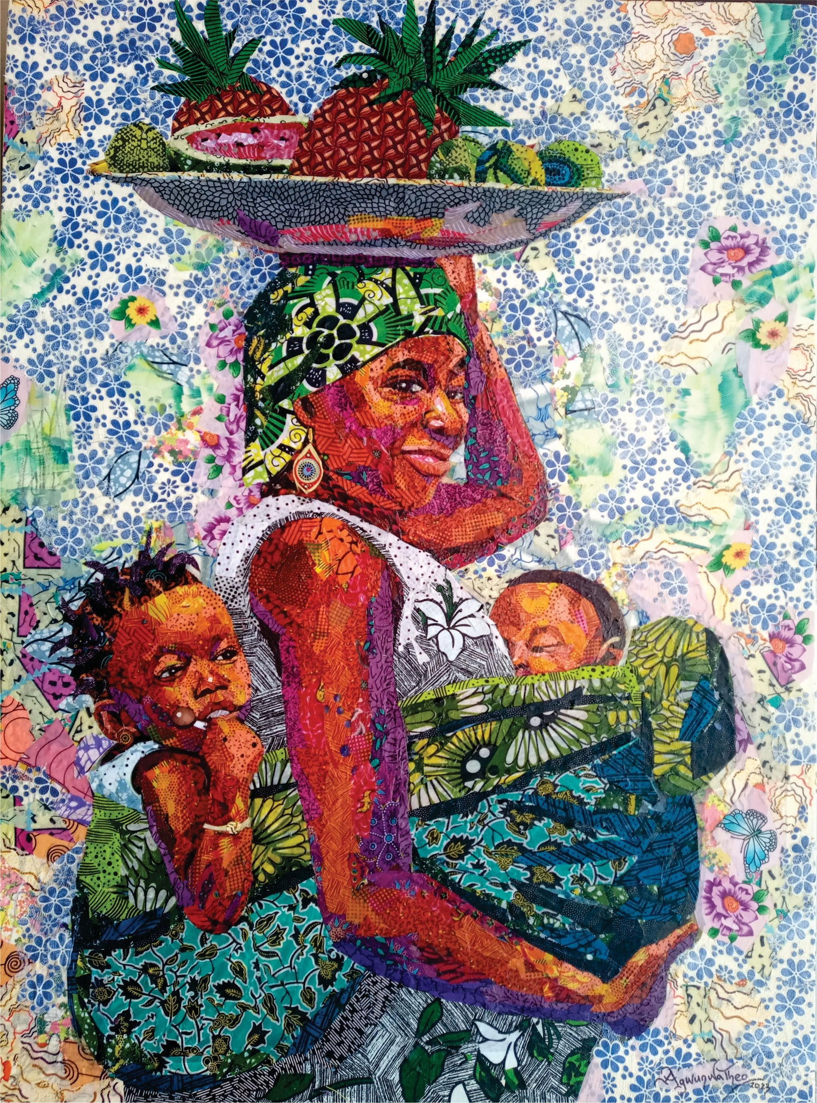 Agwunwa Theophilus, Thriving in Adversity, 2023: Creator: Agwunwa Theophilus (1990, Nigerian) Creation Year: 2023 Dimensions: Height: 50 in (127 cm)Width: 37 in (93.98 cm)Depth: 1 in (2.54 cm) Medium: Fabric,Canvas Movement & Style: Realist Period: