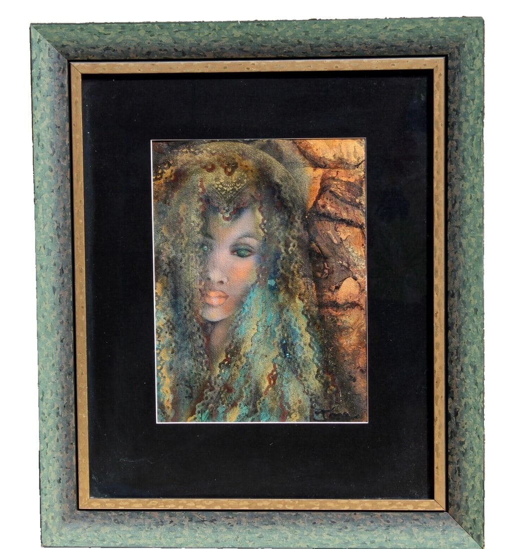 IONE CITRIN Modernist Woman with Veil "Laila" original watercolor - 2