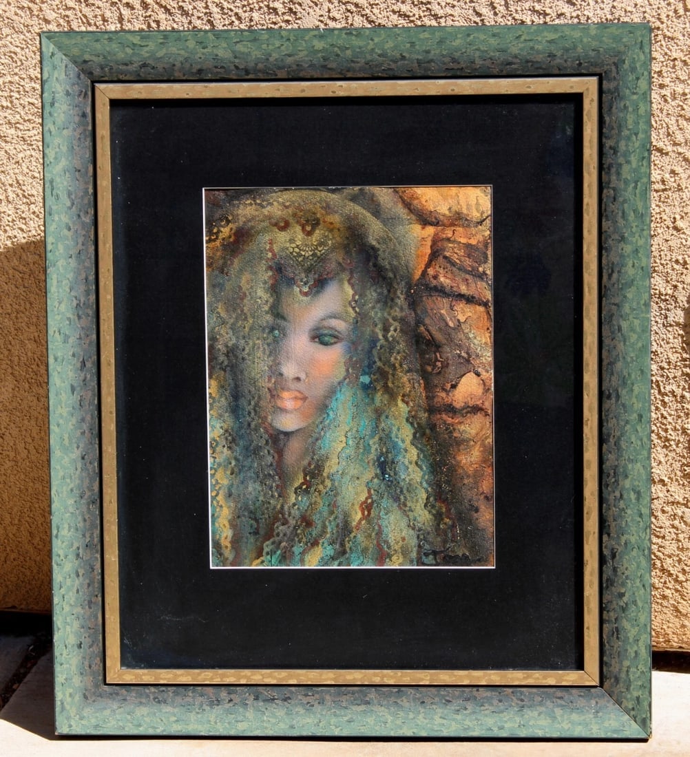IONE CITRIN Modernist Woman with Veil "Laila" original watercolor - 3