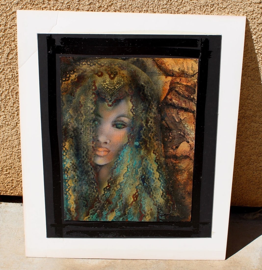 IONE CITRIN Modernist Woman with Veil "Laila" original watercolor - 6
