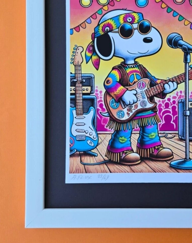 AIDAN FLUX | Hand Signed Print Ed. of Only 69 SNOOPY at WOODSTOCK CONCERT COA - 4