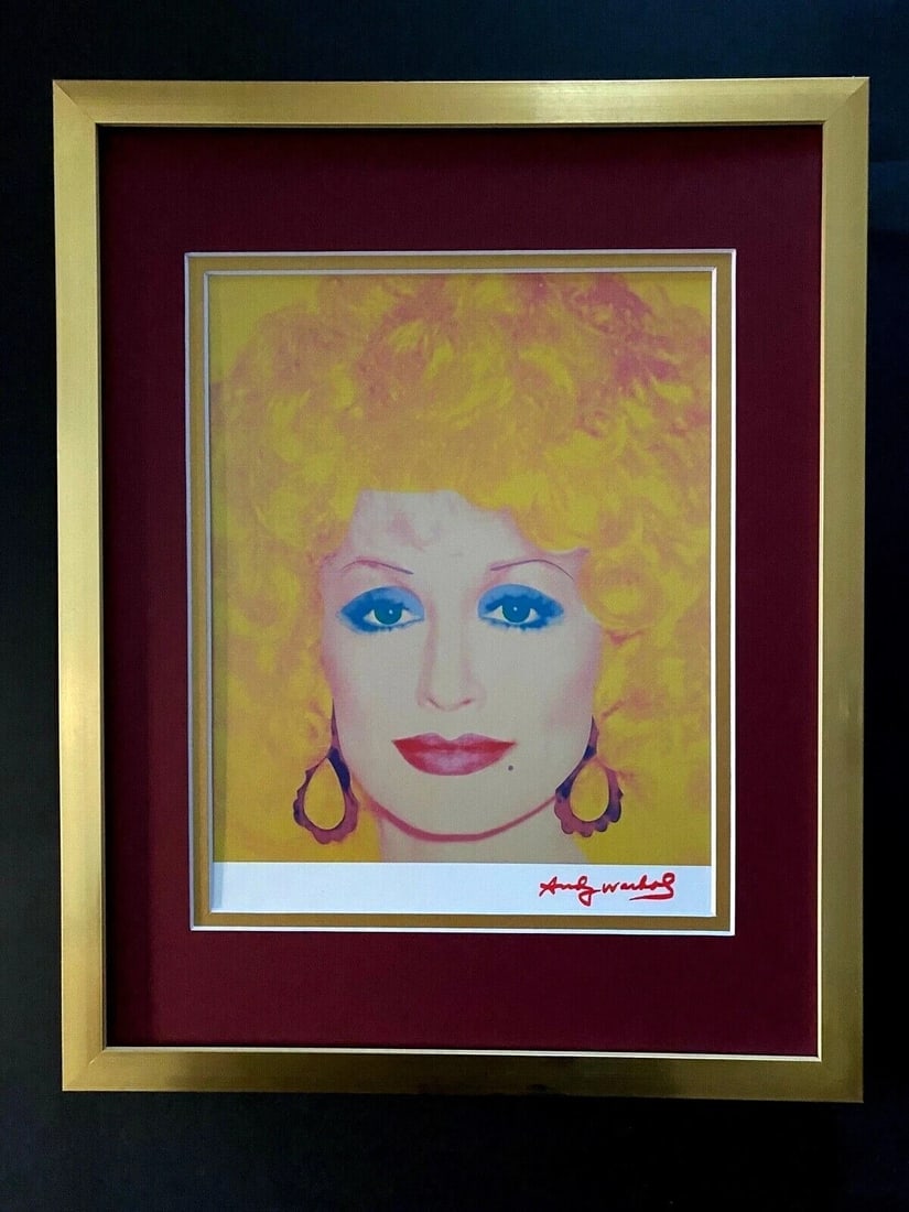 Andy Warhol Dolly Parton Signed Iconic Print Framed Vintage Ready to Hang Art: This is an Awesome and Scarce 1984 Print Andy Warhol FACSIMILE SIGNATURE IN RED INK " DOLLY PARTON " from - His Portraits Collection- Professionally Matted and Framed covering an area of 15x12in Reser