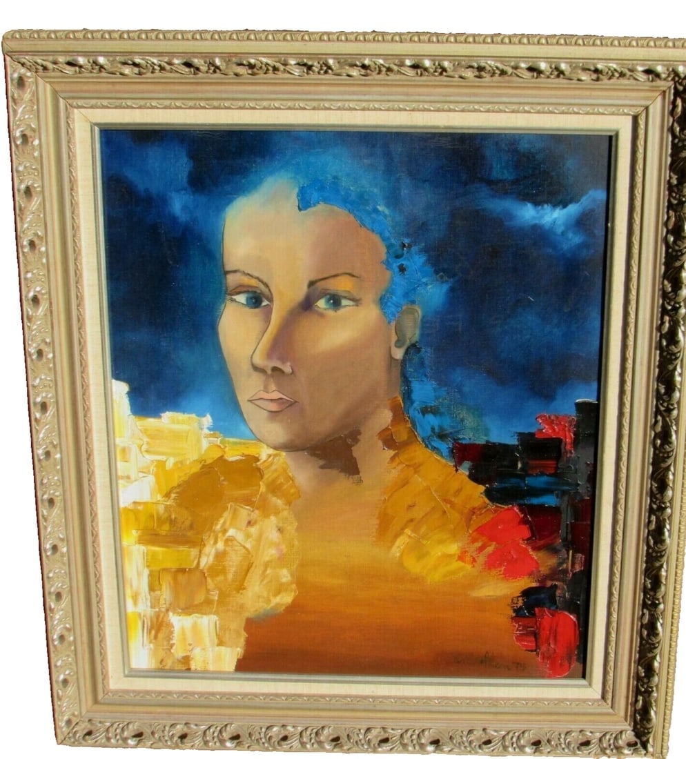Mystery Artist Modernist Woman in the Gardenia 1975 oil painting - 2