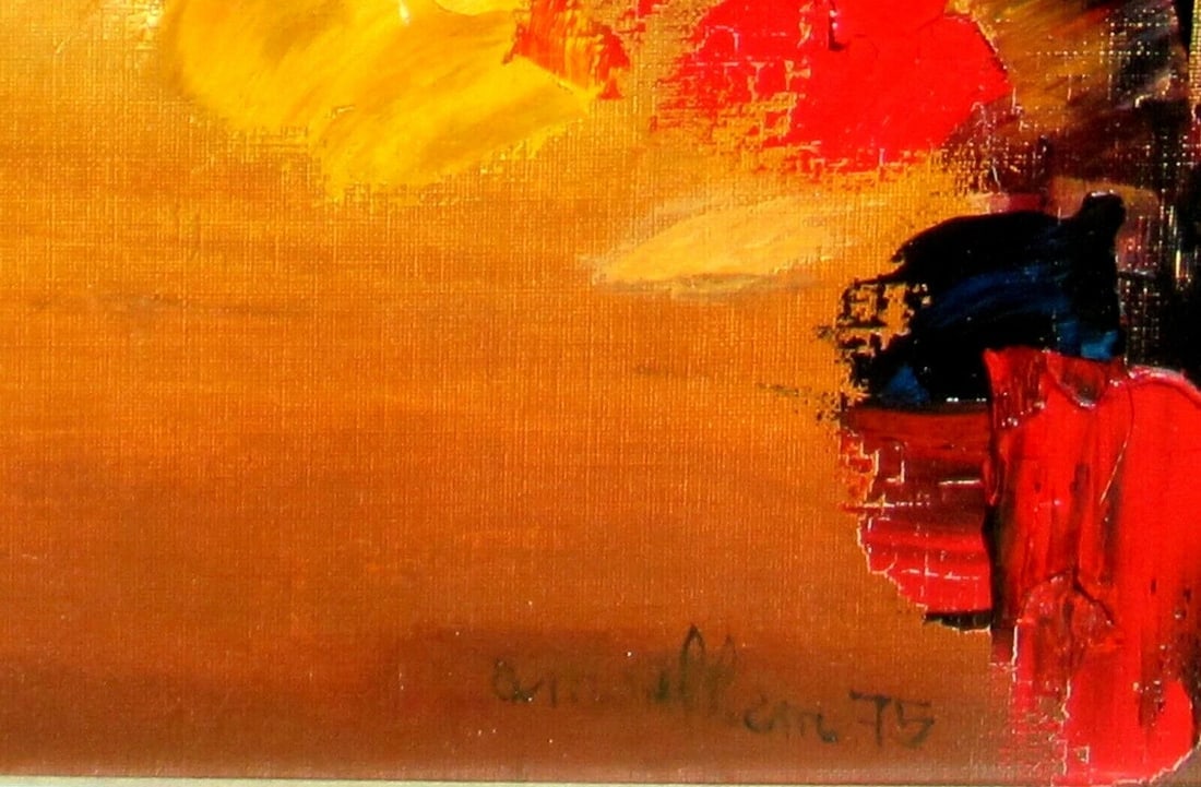Mystery Artist Modernist Woman in the Gardenia 1975 oil painting - 5