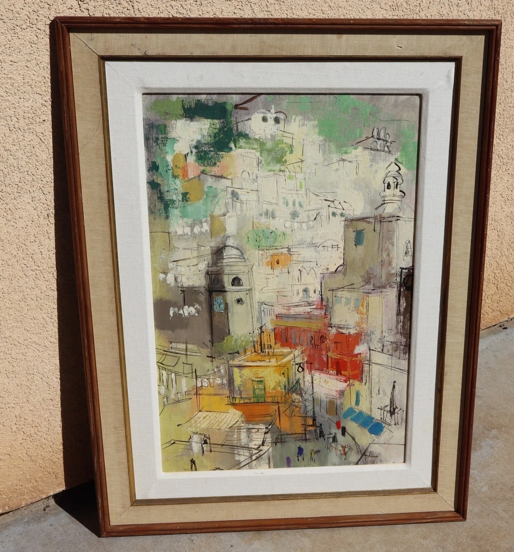 PATRICIA STANLEY CUNNINGHAM Original oil painting Italian Scene Capri The Town: Title:PATRICIA STANLEY CUNNINGHAM Original oil painting Italian Scene Capri The Town Description:PATRICIA STANLEY CUNNINGHAM 1907-1984 (California artist that lived in Carmel, California - studied art