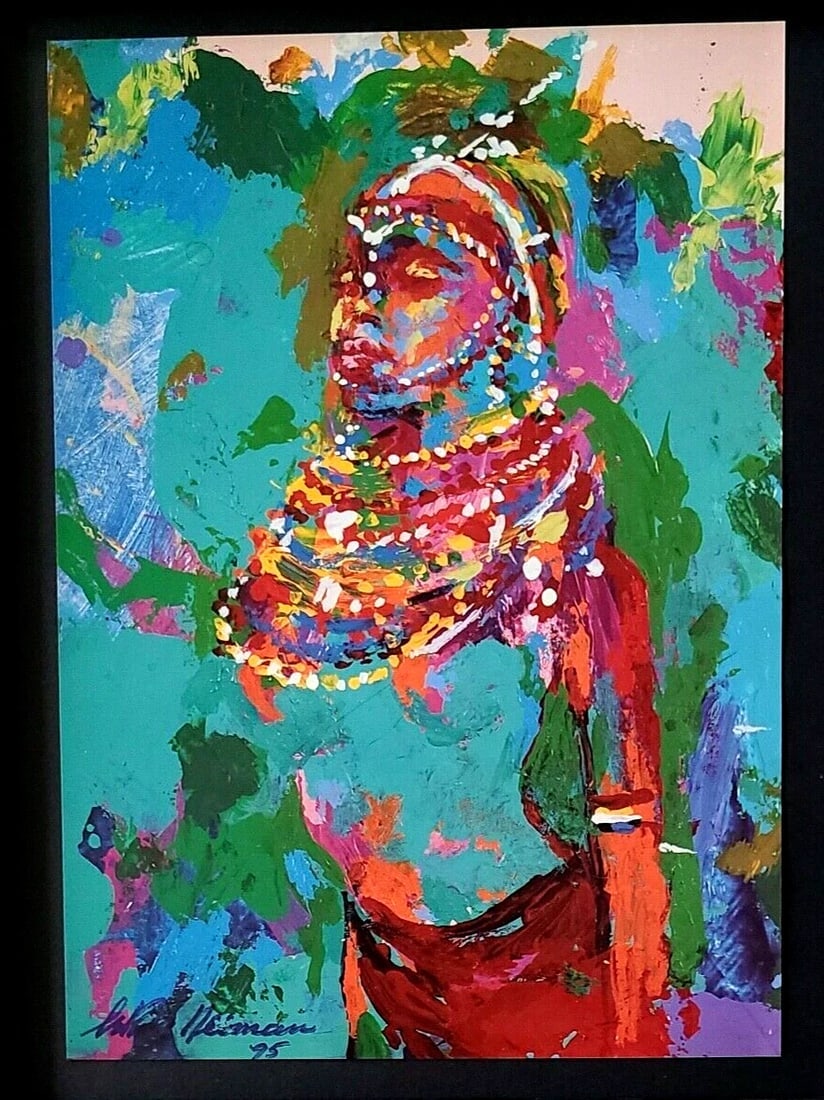 LeRoy Neiman 1995 Signed Pop Art Print Africa Safari Mounted and Framed - 2