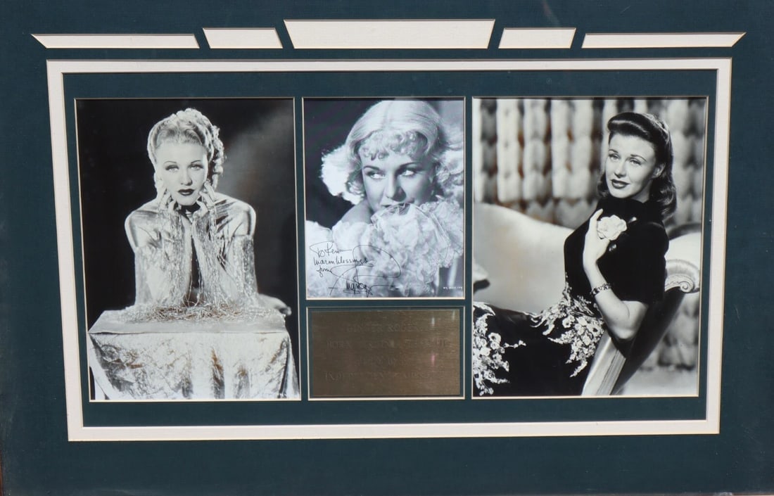 Ginger Rogers Trio of Matted Photos w/ Autographed Center Photograph Has Plaque (1 of 5)