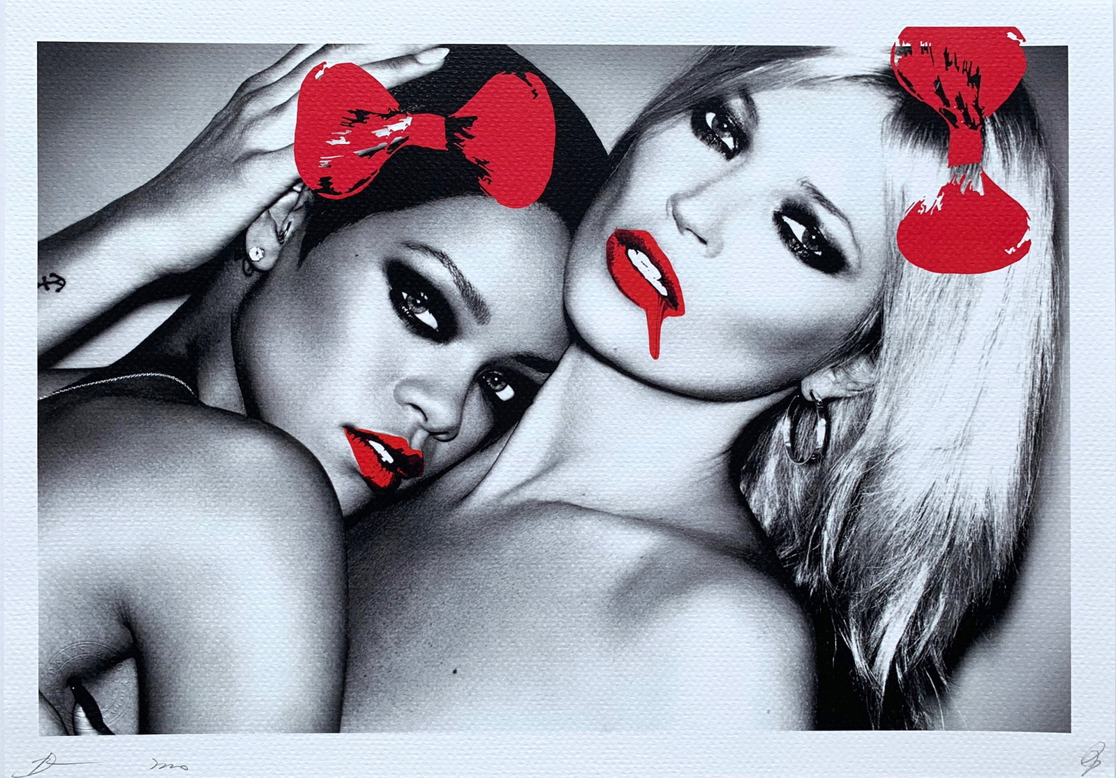 Death NYC Rihanna Kate Moss: Title: Death NYC Rihanna Kate Moss Date/Period: 21st Century Materials:Giclee on Fine art 300 gsm paper Size:17 3/4 x 12 1/2 inches Description:Artist: Death NYC, limited edition giclee on paper, out 