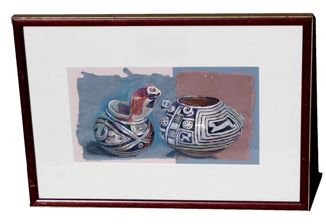 CITA SCOTT Casa Grande Pots Pottery 1996 Acrylic on Paper (1 of 8)