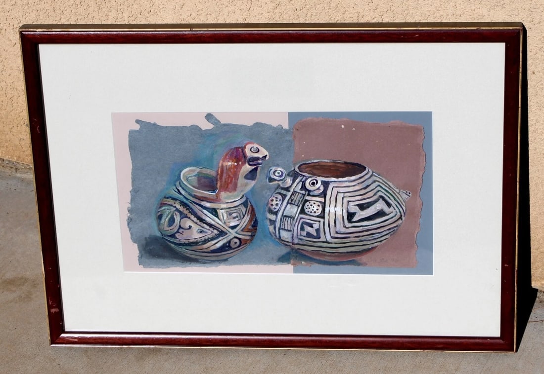 CITA SCOTT Casa Grande Pots Pottery 1996 Acrylic on Paper - 3