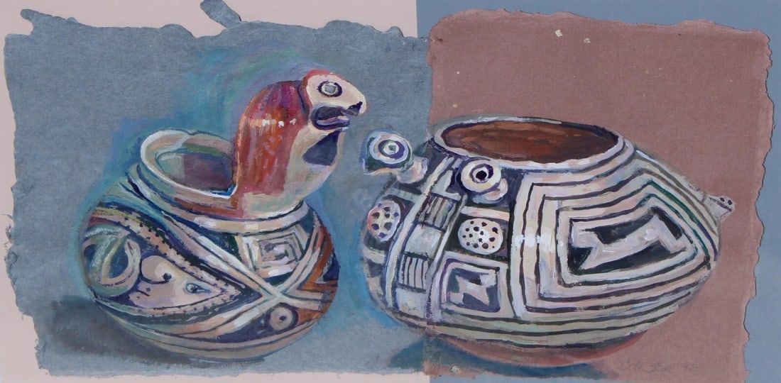 CITA SCOTT Casa Grande Pots Pottery 1996 Acrylic on Paper - 4